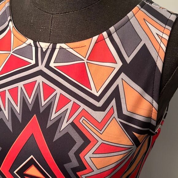 Orange & Black Aztec Print Mini Dress - Picture 2 of 10